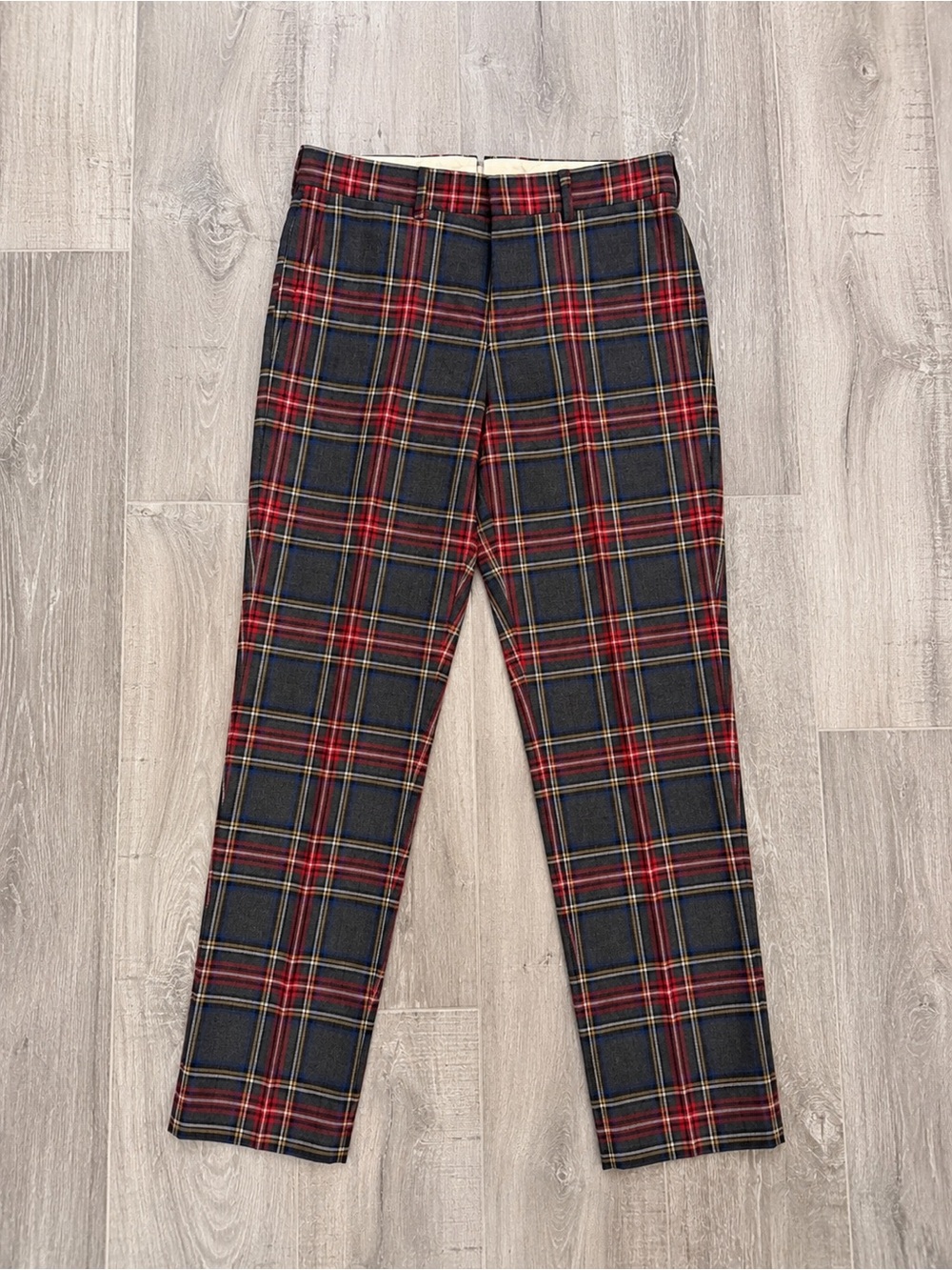 Brooks Brothers Men’s Tartan Red & Blue Plaid 100% Wool Trousers 30x30 NWT